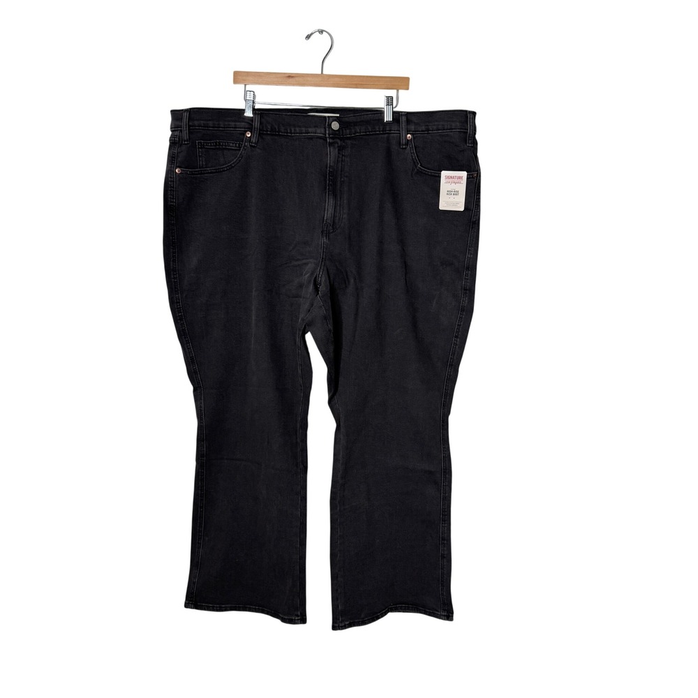 Levi Strauss Signature Heritage High Rise Kick Boot Jeans Black Womens 26W NEW